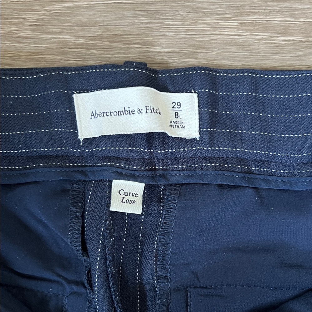 Abercrombie & Fitch Pin Striped Navy Trousers - CURVE LOVE - Picture 2 of 3
